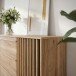 Sideboard >ARANK< in Mauvella Eiche / Schwarz - 162,5x84,9x41,7cm (BxHxT)