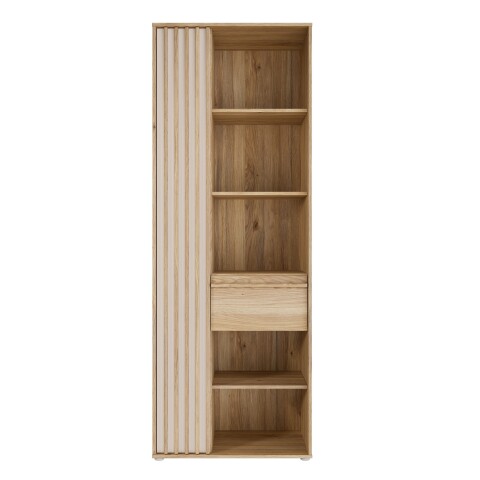 Stauraumregal >ARANK< in Mauvella Eiche / Sand - 73,1x200,1x41,7cm (BxHxT)