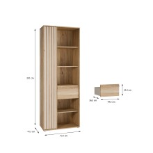 Stauraumregal >ARANK< in Mauvella Eiche / Sand - 73,1x200,1x41,7cm (BxHxT)