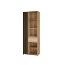 Stauraumregal >ARANK< in Mauvella Eiche / Schwarz - 73,1x200,1x41,7cm (BxHxT)