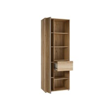 Stauraumregal >ARANK< in Mauvella Eiche / Schwarz - 73,1x200,1x41,7cm (BxHxT)