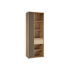 Stauraumregal >ARANK< in Mauvella Eiche / Schwarz - 73,1x200,1x41,7cm (BxHxT)