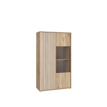 Stauraumvitrine >ARANK< in Mauvella Eiche/ Sand - 93,1x161,7x41,7cm (BxHxT)