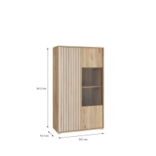 Stauraumvitrine >ARANK< in Mauvella Eiche/ Sand - 93,1x161,7x41,7cm (BxHxT)