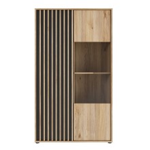 Stauraumvitrine >ARANK< in Mauvella Eiche / Schwarz...