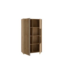 Stauraumvitrine >ARANK< in Mauvella Eiche / Schwarz - 93,1x161,7x41,7cm (BxHxT)