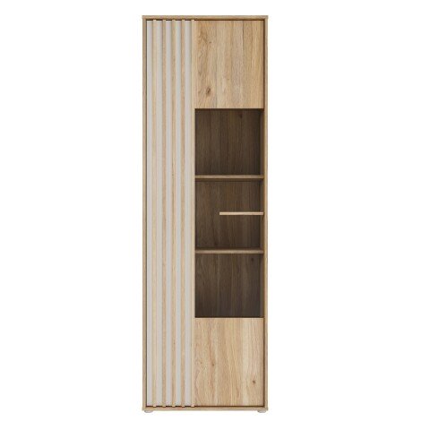 Vitrine >ARANK< in Mauvella Eiche/Sand - 63,4x200,1x41,7cm (BxHxT)