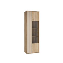 Vitrine >ARANK< in Mauvella Eiche/Sand - 63,4x200,1x41,7cm (BxHxT)