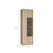 Vitrine >ARANK< in Mauvella Eiche/Sand - 63,4x200,1x41,7cm (BxHxT)