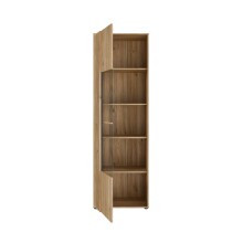 Vitrine >ARANK< in Mauvella Eiche / Schwarz - 63,4x200,1x41,7cm (BxHxT)