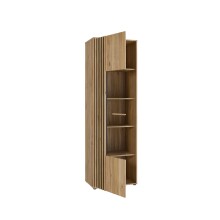 Vitrine >ARANK< in Mauvella Eiche / Schwarz - 63,4x200,1x41,7cm (BxHxT)