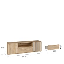Lowboard >Arank< in Mauvella Eiche / Sand - 162,5x49,7x41,7cm (BxHxT)