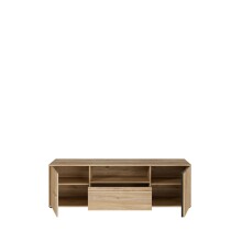 Lowboard >ARANK< in Mauvella Eiche / Schwarz - 162,5x49,7x41,7cm (BxHxT)