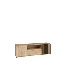 Lowboard >ARANK< in Mauvella Eiche / Schwarz - 162,5x49,7x41,7cm (BxHxT)