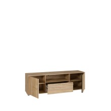 Lowboard >ARANK< in Mauvella Eiche / Schwarz - 162,5x49,7x41,7cm (BxHxT)