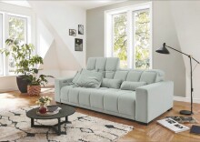 Big-Sofa >Maggy< Sitztiefen- / Kopfteilverstellung, Cord mint - 242x110x121cm (BxHxT)