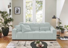 Big-Sofa >Maggy< Sitztiefen- / Kopfteilverstellung, Cord mint - 242x110x121cm (BxHxT)