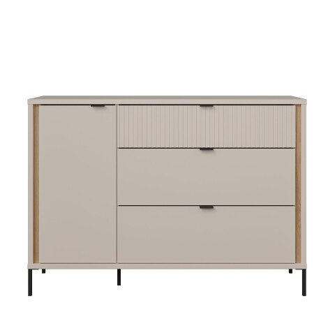 Sideboard >SERAVEL< in Sand / Mauvella Eiche Dekor - 124,1x87,2x41,5cm (BxHxT)