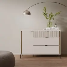 Sideboard >SERAVEL< in Sand / Mauvella Eiche Dekor...