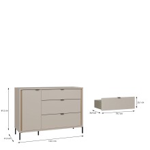 Sideboard >SERAVEL< in Sand / Mauvella Eiche Dekor - 124,1x87,2x41,5cm (BxHxT)