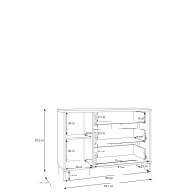 Sideboard >SERAVEL< in Sand / Mauvella Eiche Dekor - 124,1x87,2x41,5cm (BxHxT)
