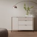 Sideboard >SERAVEL< in Sand / Mauvella Eiche Dekor - 124,1x87,2x41,5cm (BxHxT)