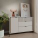 Sideboard >SERAVEL< in Sand / Mauvella Eiche Dekor - 124,1x87,2x41,5cm (BxHxT)