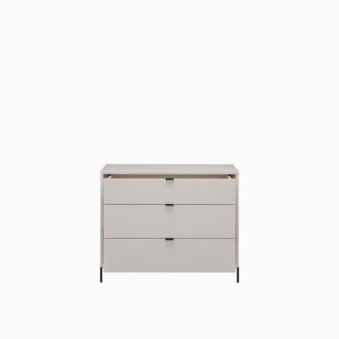 Kommode >SERAVEL< in Sand / Mauvella Eiche - 109,4x87,2x41,5cm (BxHxT)
