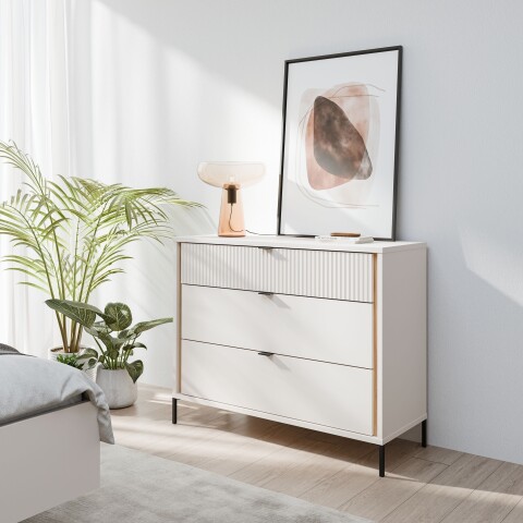 Kommode >SERAVEL< in Sand / Mauvella Eiche