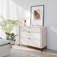 Kommode >SERAVEL< in Sand / Mauvella Eiche - 109,4x87,2x41,5cm (BxHxT)