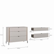 Kommode >SERAVEL< in Sand / Mauvella Eiche - 109,4x87,2x41,5cm (BxHxT)