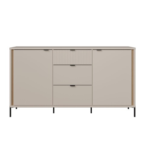 Sideboard >SERAVEL< in Sand / Mauvella Eiche Dekor - 158,8x87,2x41,5cm (BxHxT)