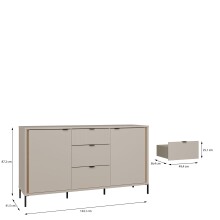 Sideboard >SERAVEL< in Sand / Mauvella Eiche Dekor - 158,8x87,2x41,5cm (BxHxT)