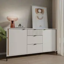 Sideboard >SERAVEL< in Sand / Mauvella Eiche Dekor...