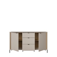 Sideboard >SERAVEL< in Sand / Mauvella Eiche Dekor - 158,8x87,2x41,5cm (BxHxT)
