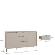 Sideboard >SERAVEL< in Sand / Mauvella Eiche Dekor - 158,8x87,2x41,5cm (BxHxT)