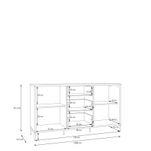 Sideboard >SERAVEL< in Sand / Mauvella Eiche Dekor - 158,8x87,2x41,5cm (BxHxT)