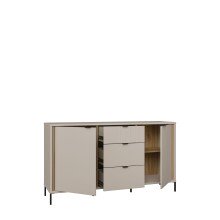 Sideboard >SERAVEL< in Sand / Mauvella Eiche Dekor - 158,8x87,2x41,5cm (BxHxT)
