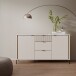 Sideboard >SERAVEL< in Sand / Mauvella Eiche Dekor - 158,8x87,2x41,5cm (BxHxT)