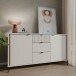 Sideboard >SERAVEL< in Sand / Mauvella Eiche Dekor - 158,8x87,2x41,5cm (BxHxT)