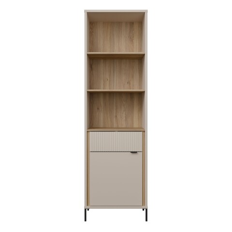 Stauraumregal >SERAVEL< in Sand / Mauvella Eiche Dekor - 59,4x199,2x41,5 (BxHxT)