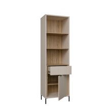 Stauraumregal >SERAVEL< in Sand / Mauvella Eiche Dekor - 59,4x199,2x41,5 (BxHxT)