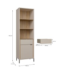 Stauraumregal >SERAVEL< in Sand / Mauvella Eiche Dekor - 59,4x199,2x41,5 (BxHxT)