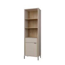 Stauraumregal >SERAVEL< in Sand / Mauvella Eiche Dekor - 59,4x199,2x41,5 (BxHxT)