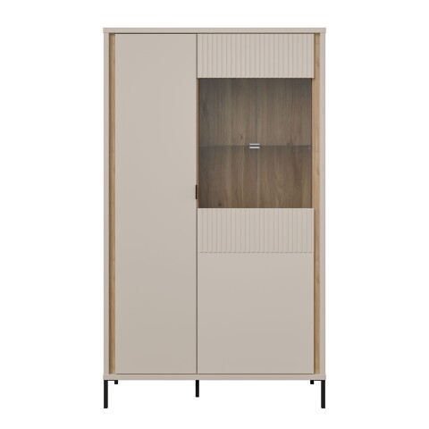 Stauraumvitrine >SERAVEL< in Sand / Mauvella Eiche Dekor