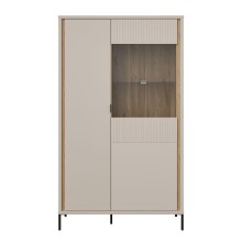 Stauraumvitrine >SERAVEL< in Sand / Mauvella Eiche...