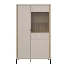 Stauraumvitrine >SERAVEL< in Sand / Mauvella Eiche...