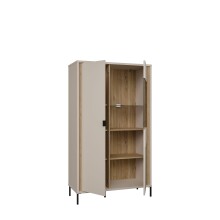 Stauraumvitrine >SERAVEL< in Sand / Mauvella Eiche Dekor