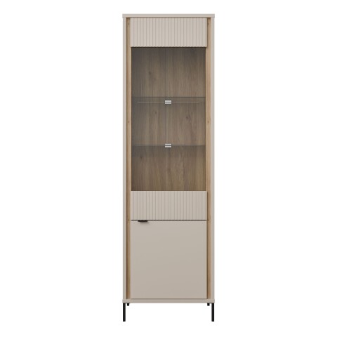 Stauraumvitrine >SERAVEL< in Sand / Mauvella Eiche Dekor