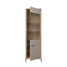 Stauraumvitrine >SERAVEL< in Sand / Mauvella Eiche Dekor